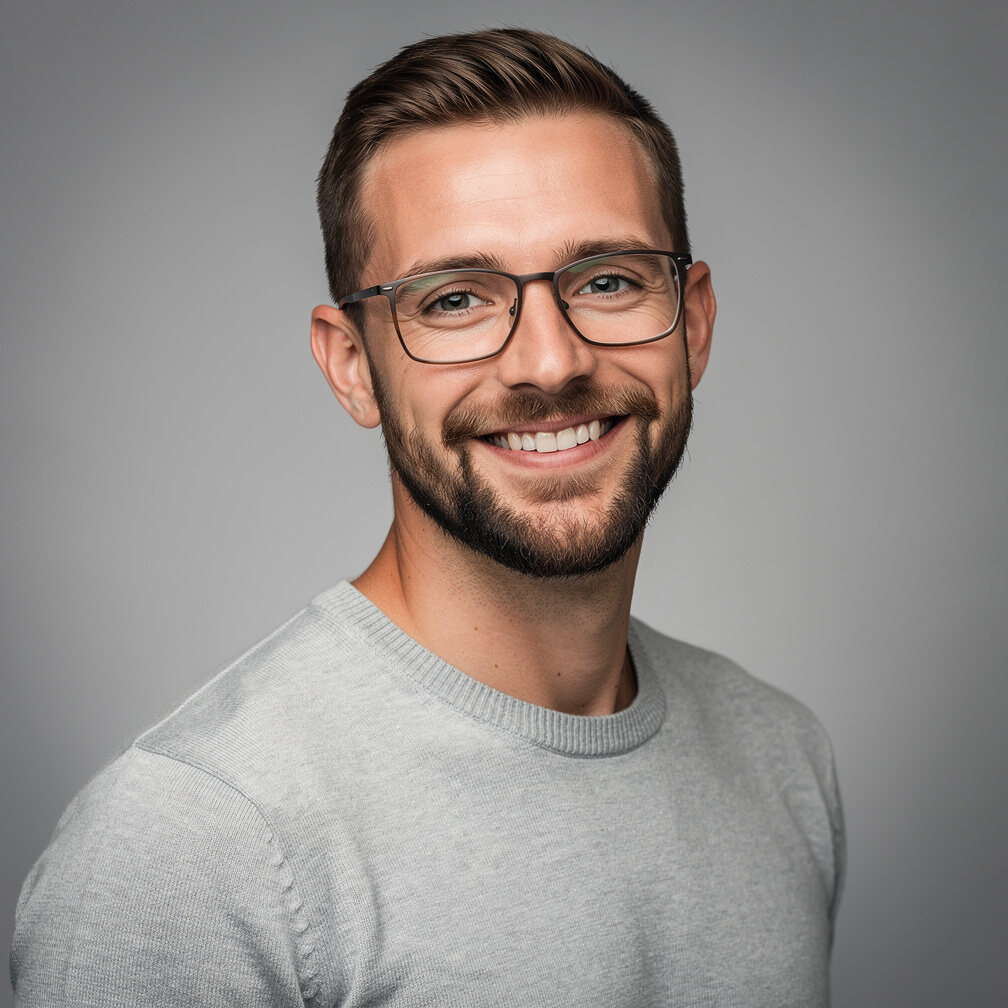 Portrait of a male live streaming instructor